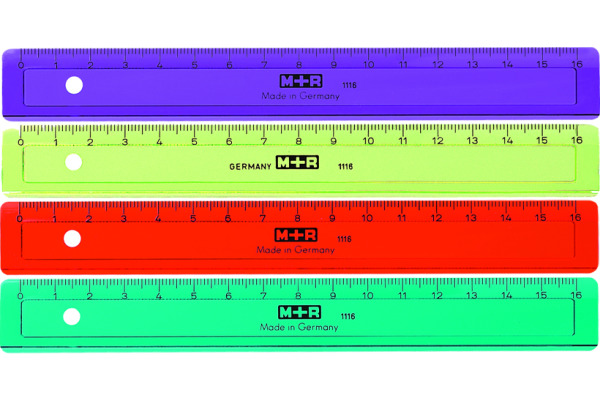 M+R Flachlineal 16cm 11160150 farbig ass.