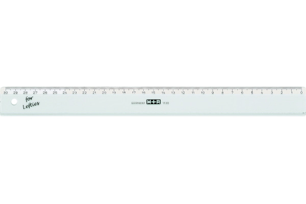 M+R Flachlineal 30cm 711300090 transparent, für Linkshänder