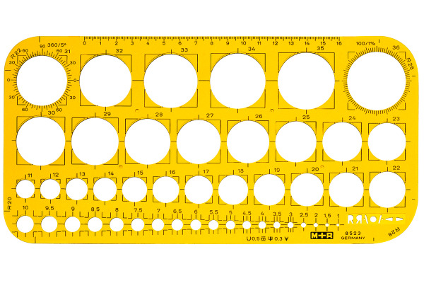 M+R Lochkreisschablone 1-36mm 785230670 gelb-transparent