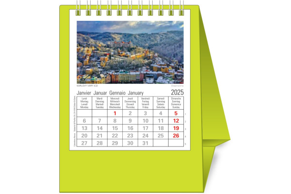 NOVOS Tischkalender Europa 2025 500091 1M/1S hellgrün ML 11.5x14cm