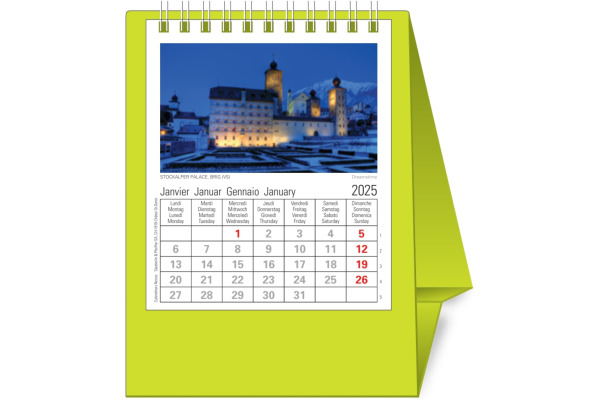 NOVOS Tischkalender Helvetia 2025 501098 1M/1S hellgrün ML 11.5x14cm