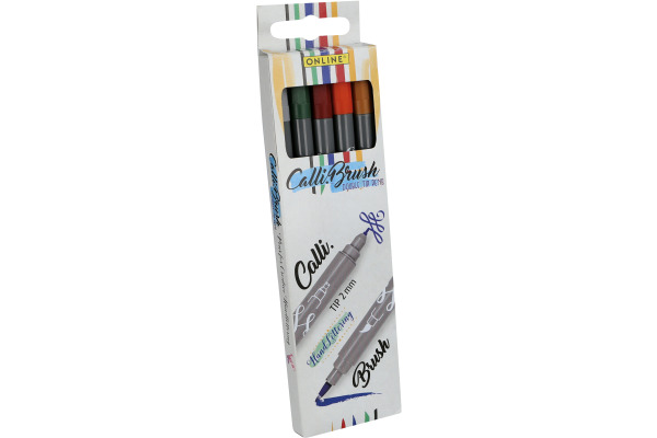 ONLINE Calli Brush Pens Nature 19133 5 Farben Double Tip, 2mm
