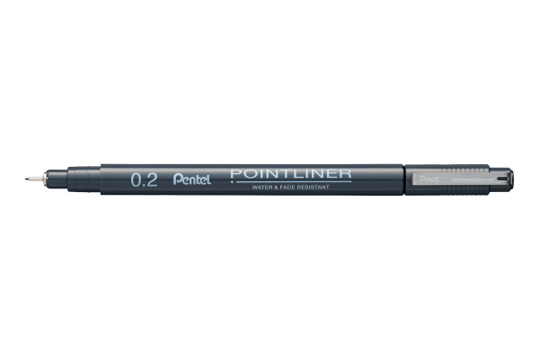 PENTEL Fineliner Pigment 0.2 mm S20P-2A POINTLINER, schwarz