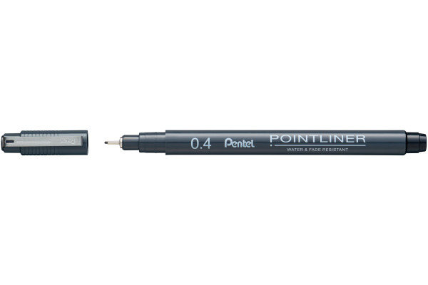PENTEL Fineliner Pigment 0.4 mm S20P-4A POINTLINER, schwarz