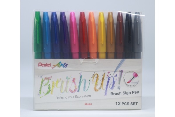 PENTEL Brush Sign Pen SES15C-1 12 Farben, Etui