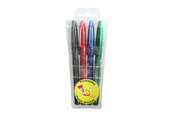 PENTEL Brush Sign Pen SES15C-4 4 Farben, Etui