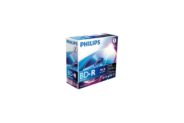 PHILIPS BD-R Jewel Case 25GB BR2S6J05C 6x Single Layer 5 pcs.