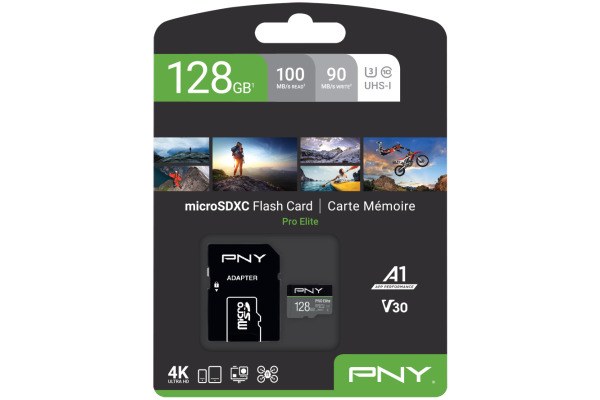 PNY micro-SDXC Pro Elite 128GB PSDU128V3 UHS-I U3 A1 & adapter
