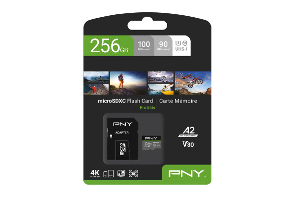 PNY micro-SDXC Pro Elite 256GB PSDU256V3 UHS-I U3 A2 & adapter