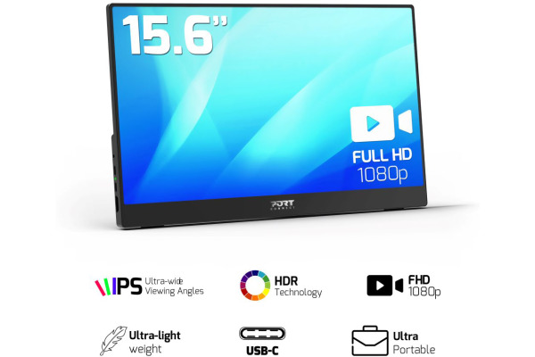 PORT Portable Monitor 15.6, 1080p 902101 Full HD LCD, USB-C, HDMI,