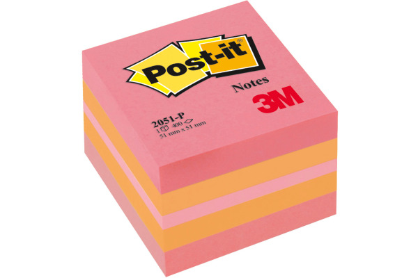 POST-IT W&amp;uuml;rfel Mini Pink 51x51mm 2051-P 3-farbig...