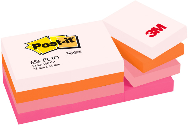 POST-IT Joy 38x51mm 653-FLJO 4-farbig ass. 12x100 Blatt