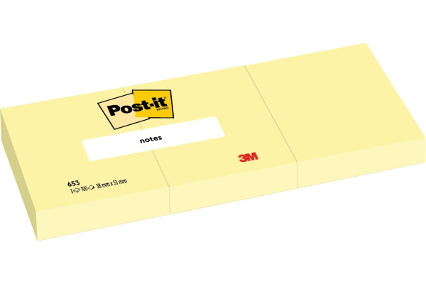 POST-IT Block 38x51mm 653Y gelb 100 Blatt 3 St&amp;uuml;ck