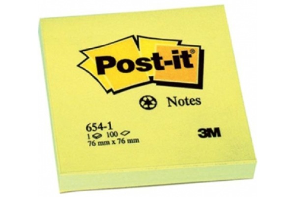 POST-IT Bloc-notes recycl. 76x76mm 654-1 jaune, 100 feuilles