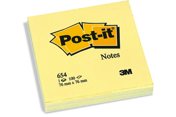 POST-IT Block 76x76mm 654Y gelb 100 Blatt