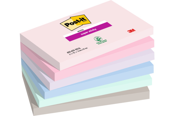 POST-IT Super Sticky Notes 76x127mm 6556SSOU Soulful 4 Farben 6 x 90 Blatt