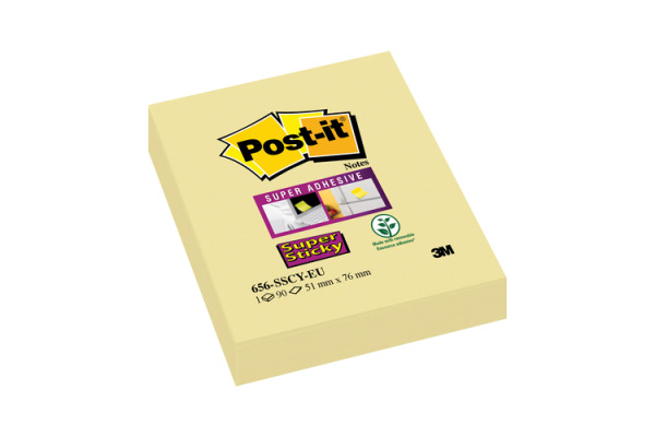 POST-IT Super Sticky Notes 51x76mm 656-12SY gelb, 90...
