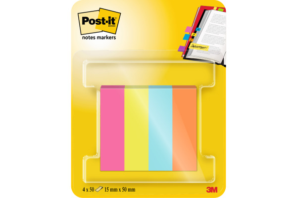 POST-IT Page Marker 15x50mm 670-4-POP 4 Farben 4x50 Streifen
