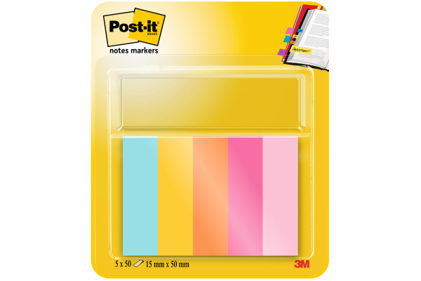 POST-IT Page Marker 15mmx50mm 670-5-BEA 5 Farben 5x50...