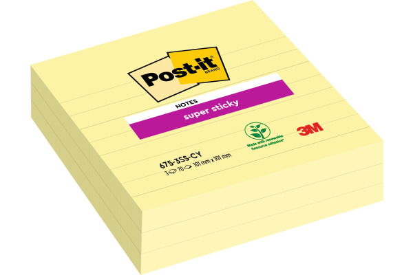 POST-IT Super Sticky XL Notes 675-3SSCY 101x101mm, 70 Blatt 3 Stück