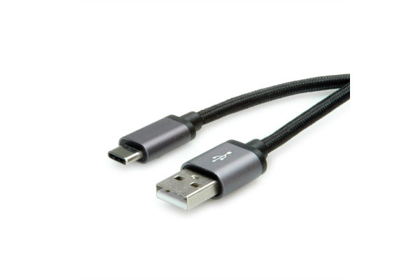 ROLINE USB-A-C, Datenkabel 11.02.902 Black/Sil, ST/ST, USB 2.0 1.8m