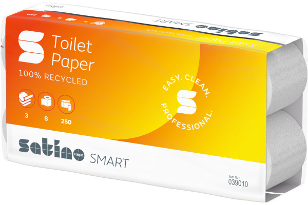 SATINO Toilettenpap. Satino Smart 039010 3-lagig, 8 Rollen, recycled