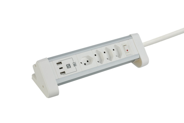 SCHOENENB ALU Tisch-Steckdosenleiste 2m 85.861.4A USB-C silber/schwarz