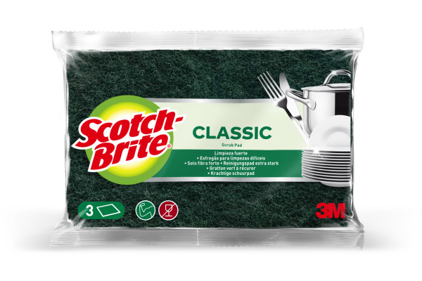SCOTCH-BR Pfannenreiniger Scotch-Brite SBCLSP3 grün, 3 Stück