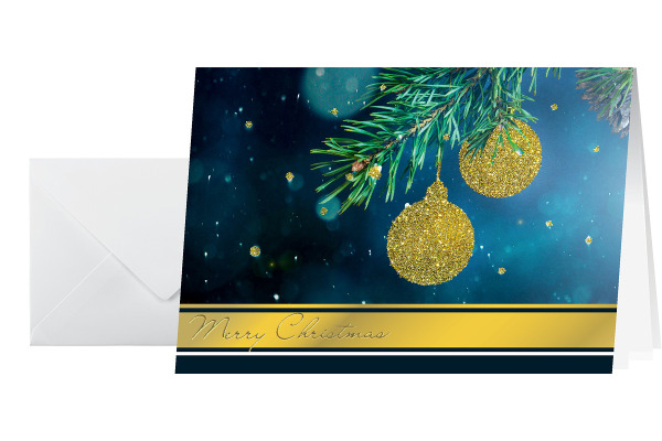 SIGEL Weihnachts-Karte/Couvert A6/A5 DS065 220+100g, Glitter 10+10 Stück