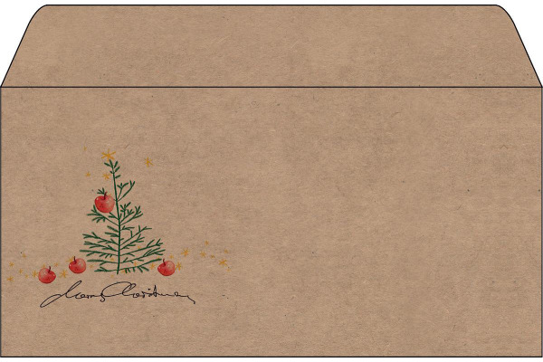 SIGEL Weihnachts-Umschlag 11x22cm DU255 Apples Kraftpapier 50 Stk