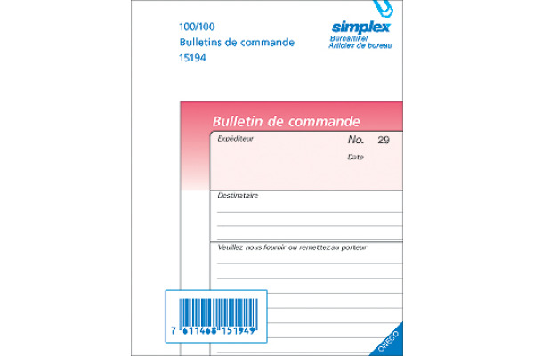 SIMPLEX Bestellscheine F A6 15197 rosa/weiss 50x3 Blatt