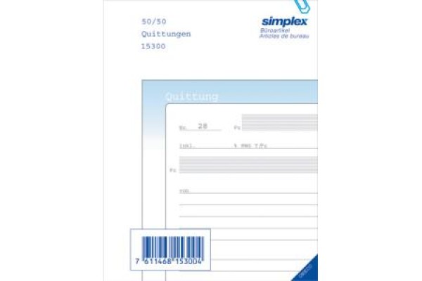 SIMPLEX Quittungen D A6 15306D blau weiss 50x3 Blatt