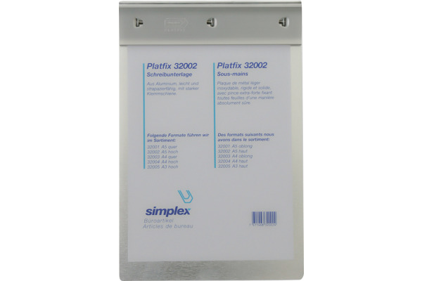 SIMPLEX Schreibplatte Platfix 32002 aluminium,...
