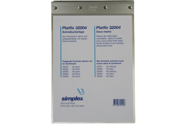 SIMPLEX Sous-main Platfix 32004 aluminium, pour A4...