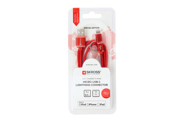 SKROSS Charge´n Sync - 2in1 2.700260 Micro-USB & Lightning red