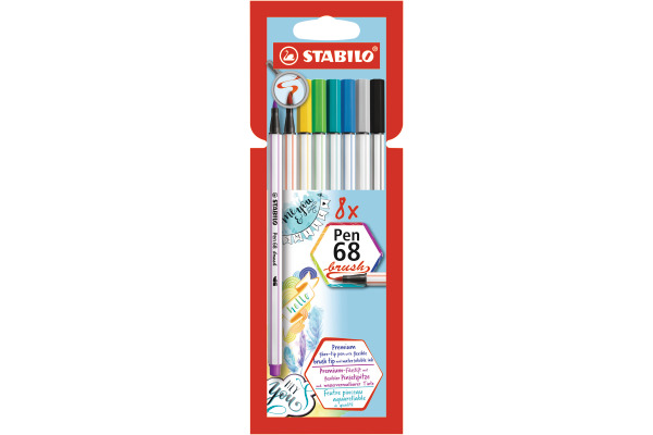 STABILO Fasermaler Pen 68 Brush 568/08-21 ass. 8 Stück
