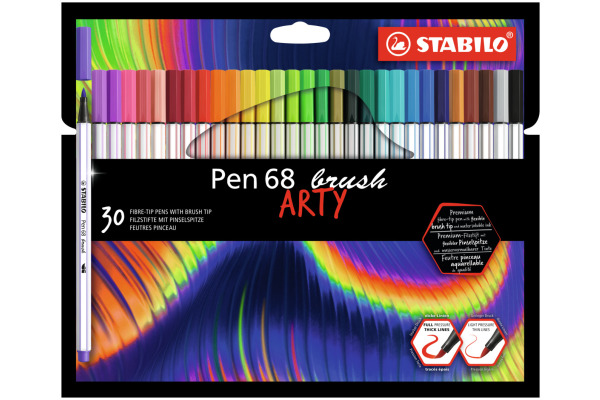 STABILO Fasermaler Pen 68 Brush 568/30-21 30 Stück ass.