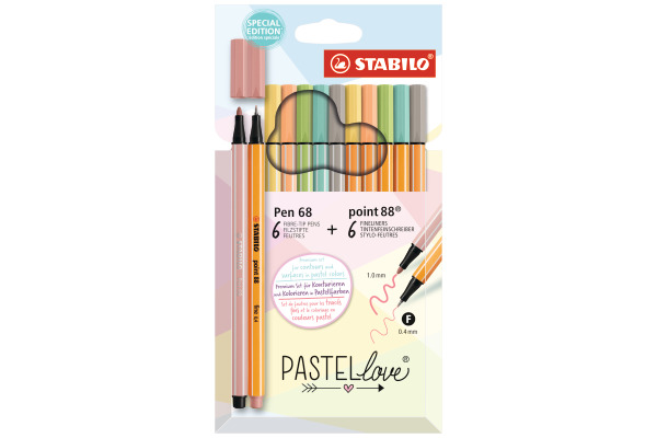 STABILO Pen 68 & Point 88 0.4mm 6888/12- Pastellove 12 Stück