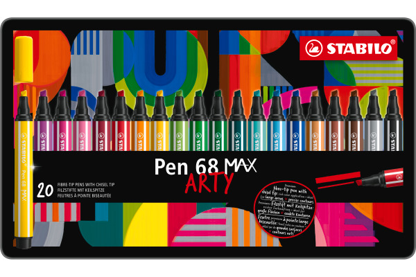 STABILO Fasermaler Pen 68 MAX Arty 768/20-20 ass., Metalletui 20 Stück
