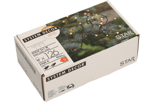 STARTRADI System Decor Lichterkette 3m 495-13 Extra, Icicle, schwarz