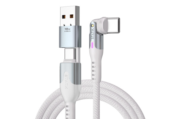 STATIK PowerPivot Pro Nylon Braided PUP-0455 USB-C to C, 3m, 100W White