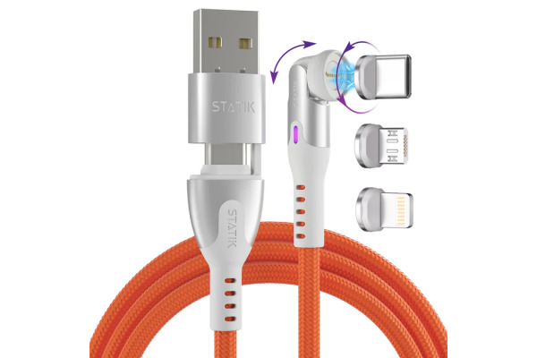 STATIK Statik 360 Pro Magnetic PUP-0520 USB-C to C, 2m, 100W, Orange