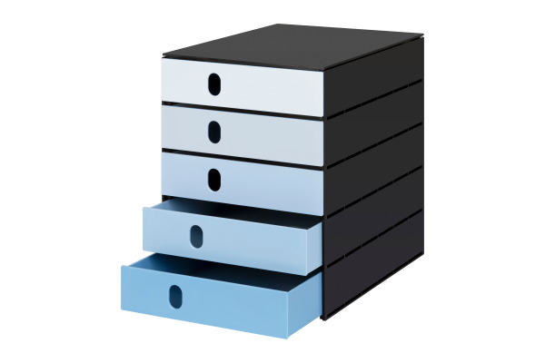 STYRO Systembox styroval 24x33x32cm 14-8000.9 blau/schwarz 5 Schubladen