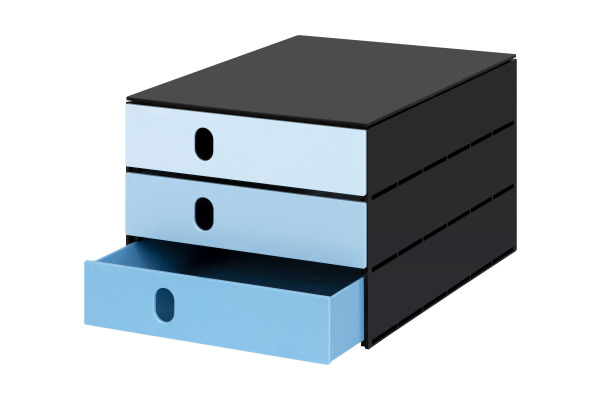 STYRO Systembox styroval 24x33x20cm 14-8050.9 blau/schwarz 3 Schubladen