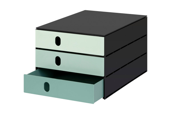 STYRO Systembox styroval 24x33x20cm 14-8050.9 grün/schwarz 3 Schubladen