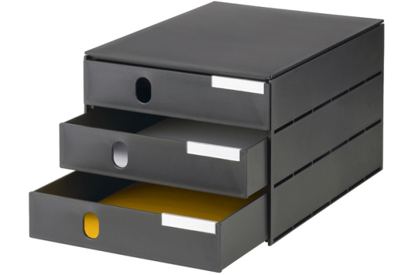 STYRO Schubladenbox schwarz 16-805090 3 Fächer