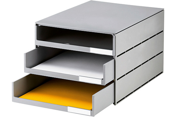 STYRO Schubladenbox grau 16-805185 3 F&amp;auml;cher