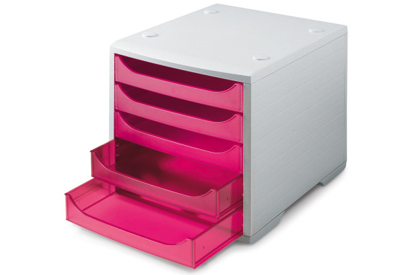 STYRO Schubladenbox grau 275-8427.782 5 F&amp;auml;cher pink