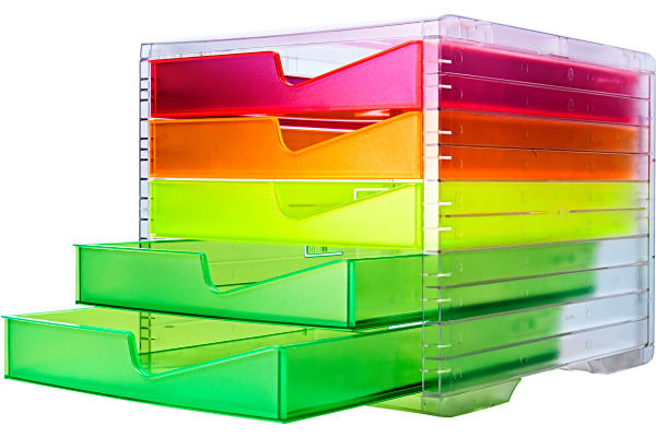 STYRO styroswingbox NEONline 275-8430. 5 Schubladen multicolor neon