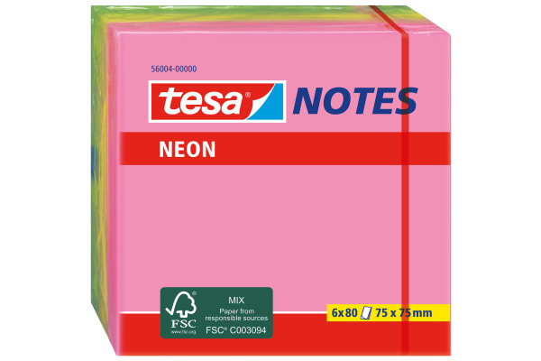 TESA Neon Notes 75x75mm 560040000 3 Farben ass. 6x80 Blatt